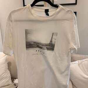 wild fable White Tee with Paris Eiffel Tower Graphic